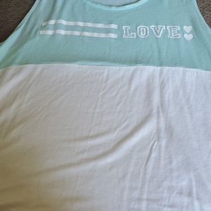 Teal and white tank top